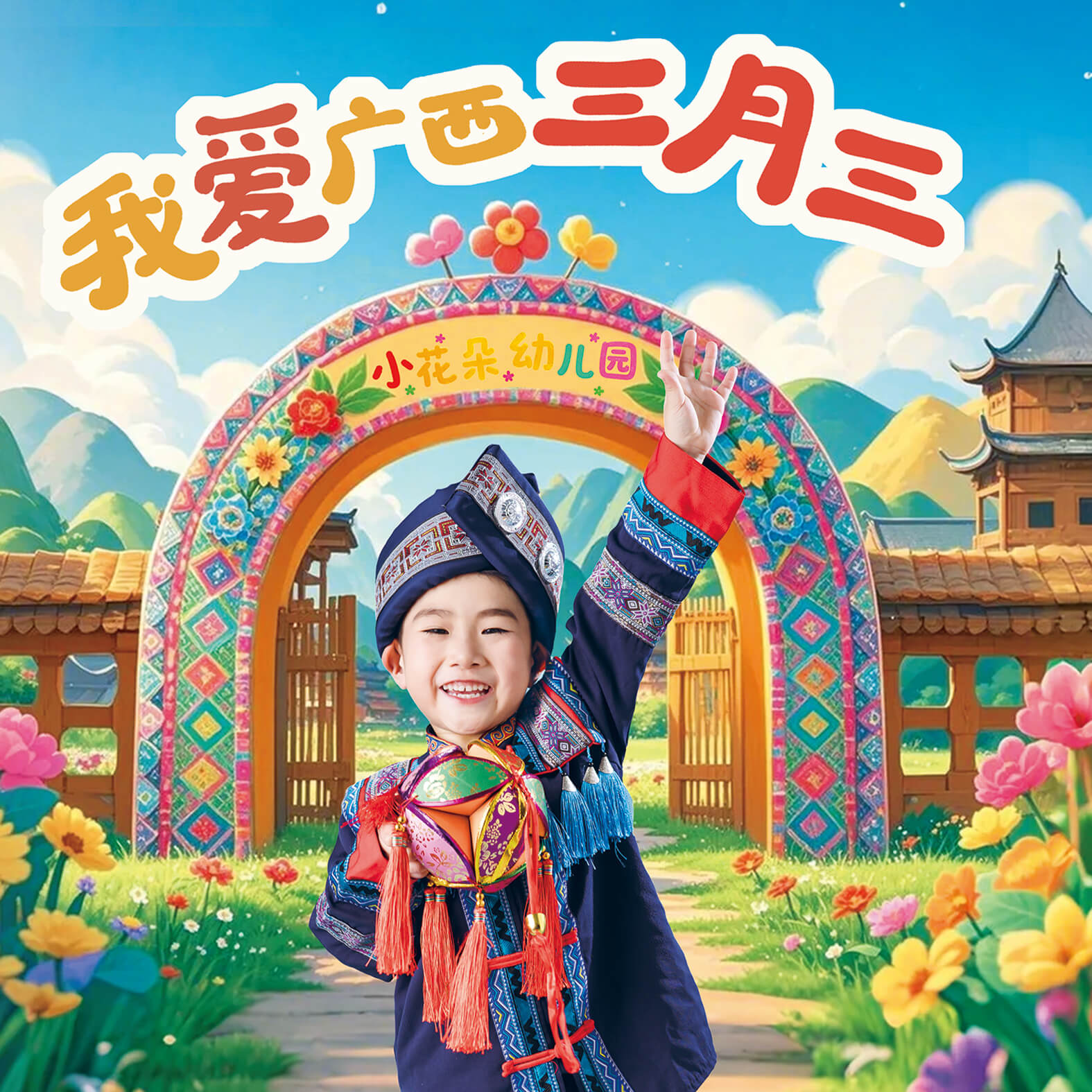 《我爱广西三月三》绘本封面